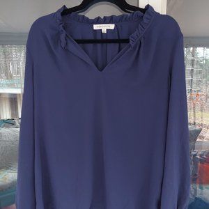 Size L Rose Olive Navy Blue Blouse